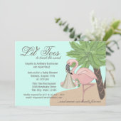 Dreh Flop and Flamingo Baby Shower Einladung (Stehend Vorderseite)