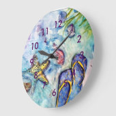 Dreh Flop Beach Thema Aquarell Große Wanduhr (Winkel)