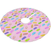 Dreh Flop Muster Pink Weihnachten Polyester Weihnachtsbaumdecke (Schrägansicht)