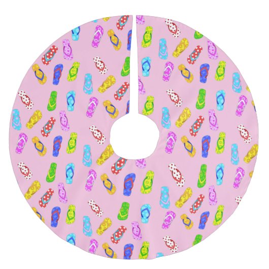 Dreh Flop Muster Pink Weihnachten Polyester Weihnachtsbaumdecke (Vorderseite)