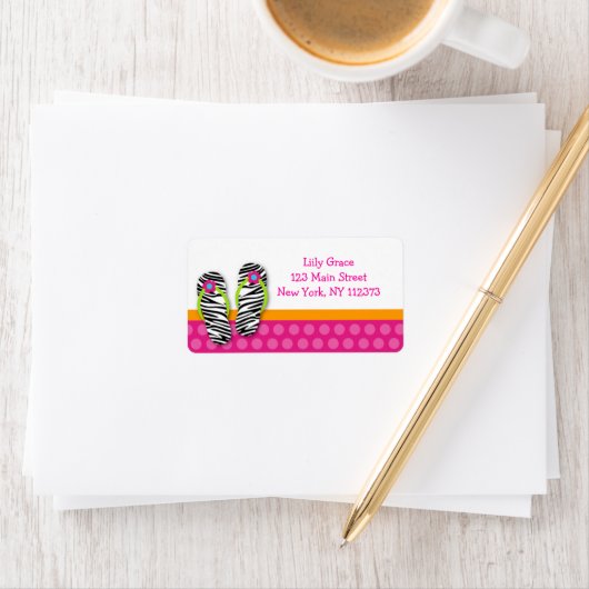 Dreh Flop Pool Party Zebra Rücksendeadressen-Aufkl Adressaufkleber (Insitu)