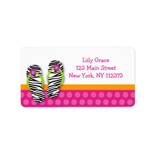 Dreh Flop Pool Party Zebra Rücksendeadressen-Aufkl Adressaufkleber (Vorne)