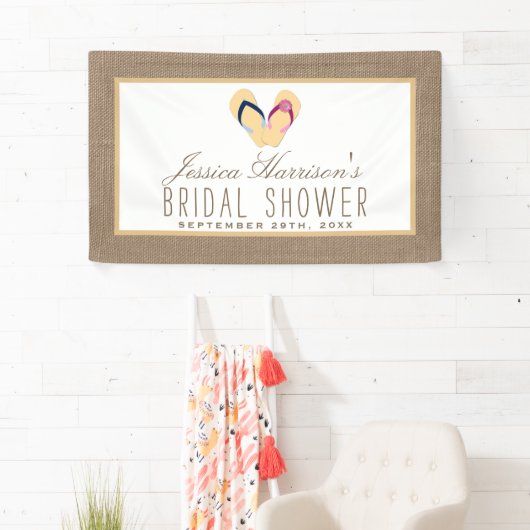 Dreh-Flop Sand Beach Burlap-Brautparty Banner (Insitu)
