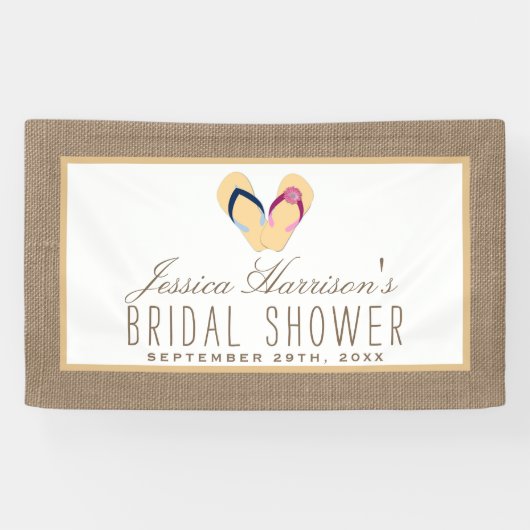 Dreh-Flop Sand Beach Burlap-Brautparty Banner (Horizontal)