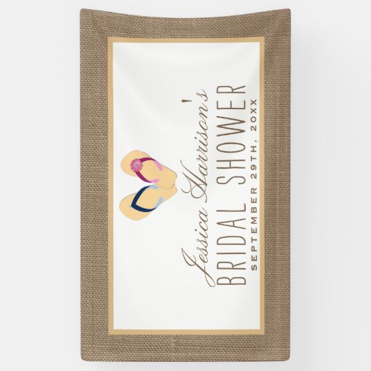 Dreh-Flop Sand Beach Burlap-Brautparty Banner (Vertikal)