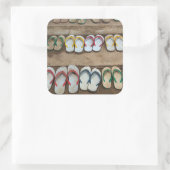 Dreh Flop Sandles Quadratischer Aufkleber (Tasche)