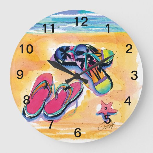 Dreh-Flop-Uhr, große Beach-Uhr Wanduhr (Vorderseite)