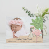 Dreh Flop und Flamingo Baby Birth Ankündigung (Stehend Vorderseite)