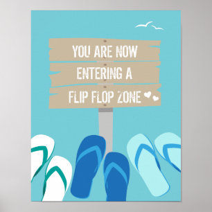 Dreh Flop Zone Beach Wedding Empfang Sign Poster