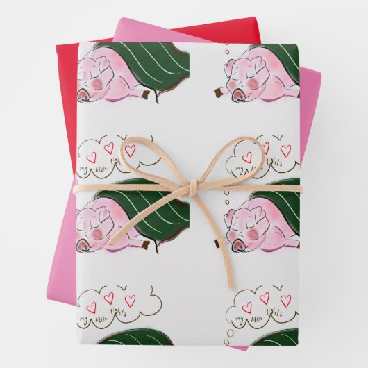 Dreh-Schwein in einem unbedruckten Blatt-Set Geschenkpapier Set (Beispiel)