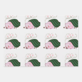 Dreh-Schwein in einem unbedruckten Blatt-Set Geschenkpapier Set
