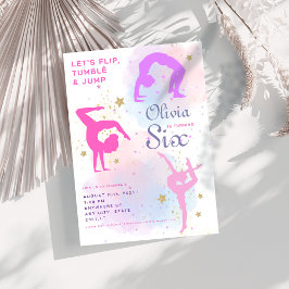 Dreh-Tausch & Sprung Gymnastik Geburtstagsparty Einladung