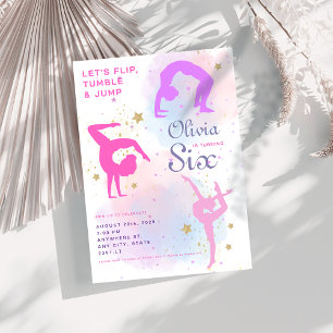 Dreh-Tausch & Sprung Gymnastik Geburtstagsparty Einladung