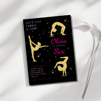 Dreh-Tausch & Sprung Gymnastik Geburtstagsparty Einladung