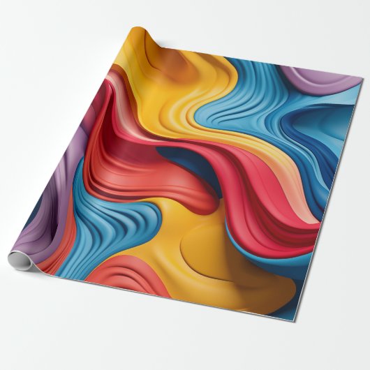 Drehbare 3D-Formen in Regenbogenfarben Geschenkpapier (Ungerollt)