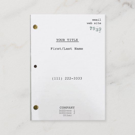 Drehbuch IIc Visitenkarte (Vorderseite)