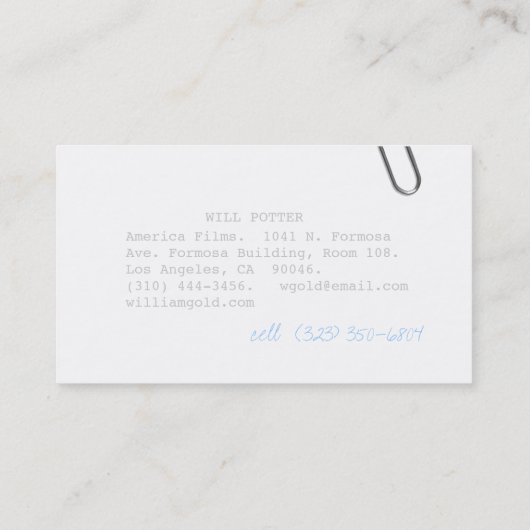 Drehbuchautor iii visitenkarte (Rückseite)