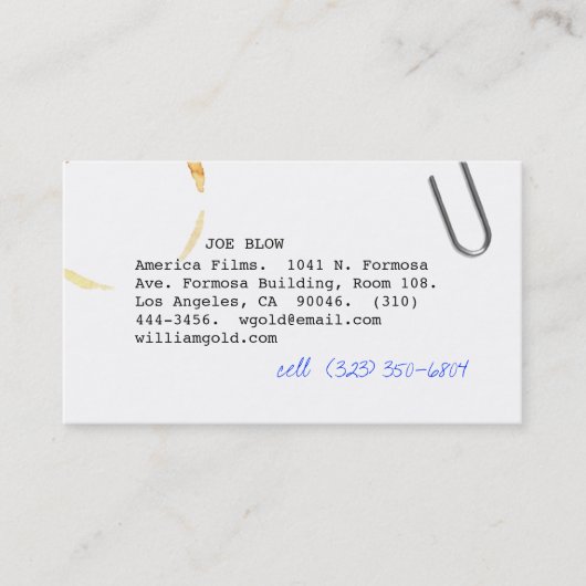 Drehbuchautor VI Visitenkarte (Vorderseite)