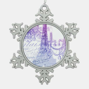 Drehbücher lila Kronleuchter Paris Eiffelturm Schneeflocken Zinn-Ornament