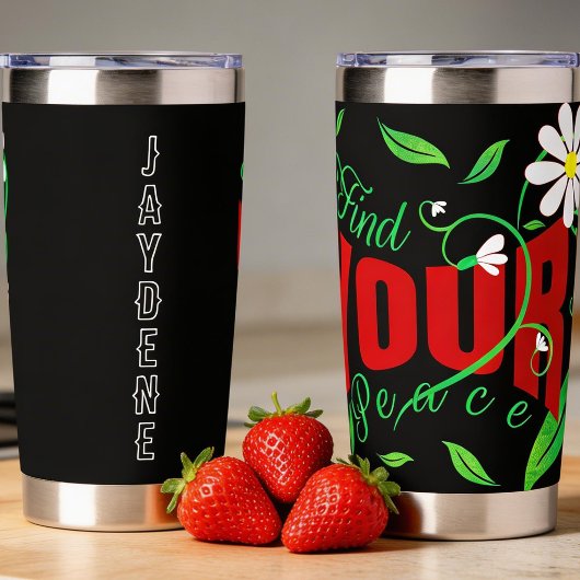 Drehbuchtext mit Reben und Blumen Thermobecher