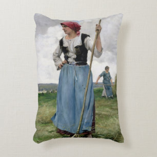 Drehen das Heu (Öl auf Leinwand) Zierkissen