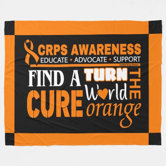 Drehen Sie die Welt orange...CRPS Fleecedecke (Vorderseite (Horizontal))