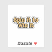 Drehen Sie es, um es zu gewinnen Gelbe Retro Typog Aufkleber (Blatt)