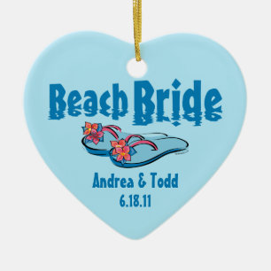 Drehen Sie Reinfall-Strand-Braut-personalisierte Keramikornament