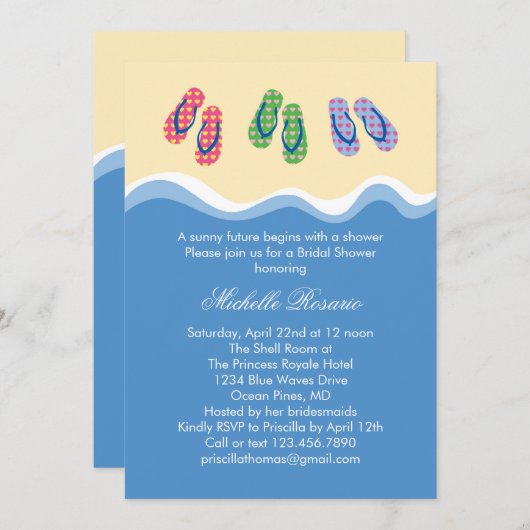 Drehen Sie Reinfall-Strand-Brautparty-Einladung um Einladung (Vorne/Hinten)