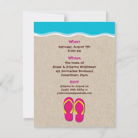 Drehen Sie Reinfälle auf der Strand-Sommer-Party Einladung (Rückseite)