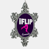 Drehen Sie stolpernde Gymnastverzierung um Schneeflocken Zinn-Ornament (Links)