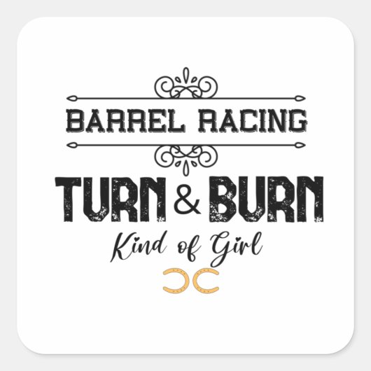 Drehen und Brennen - Cooles Barrel Racing Design Quadratischer Aufkleber (Vorderseite)