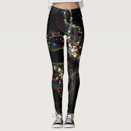 Drehen von Blasen in mehrfarbigen Mustern Schwarze Leggings
