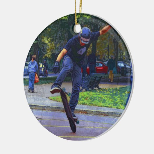Drehend Deck - Skateboarder Keramikornament (Links)