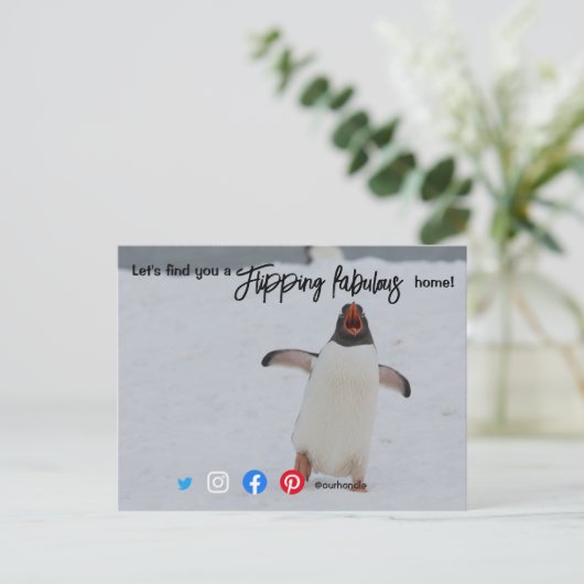 drehend fabelhafte echte Anwesen Agent Pinguin pos Postkarte (Stehend Vorderseite)