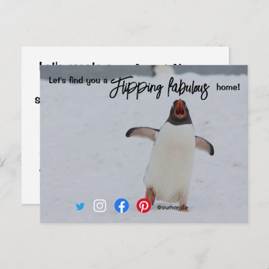 drehend fabelhafte echte Anwesen Agent Pinguin pos Postkarte (Vorne/Hinten)