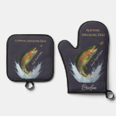 Drehend Phantastischer Vater Fliegen Kinder Namen Ofenhandschuh & Topflappen-Set (Vorderseite)