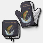 Drehend Phantastischer Vater Fliegen Kinder Namen Ofenhandschuh & Topflappen-Set (Vorderseite/Rückseite)