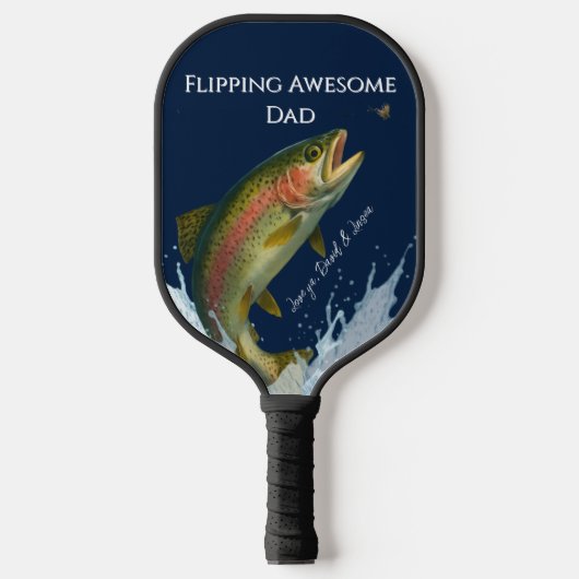 Drehend Phantastischer Vater Regenbogenforelle Fis Pickleball Schläger (Vorderseite)