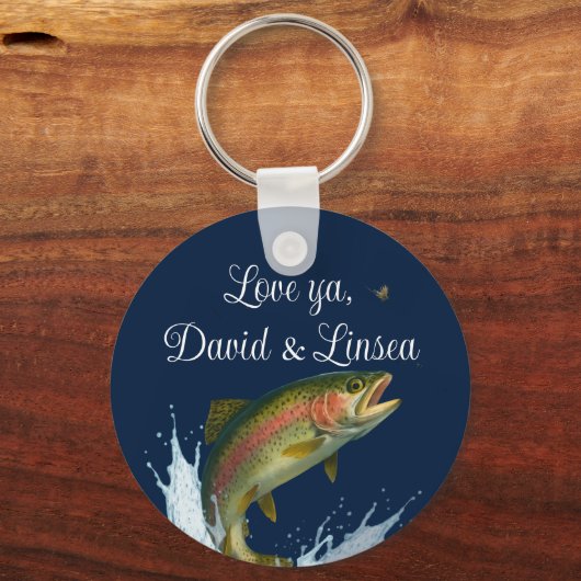 Drehend Phantastischer Vater Regenbogenforelle Fis Schlüsselanhänger (Rückseite)