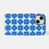 Drehende blaue Quadrate iPhone 15 Hülle (Rückseite (Horizontal))