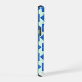 Drehende blaue Quadrate iPhone 15 Hülle (Rechte Seite)