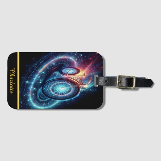 Drehende Galaxien und glühende Sterne Gepäckanhänger (Vorderseite (Horizontal))