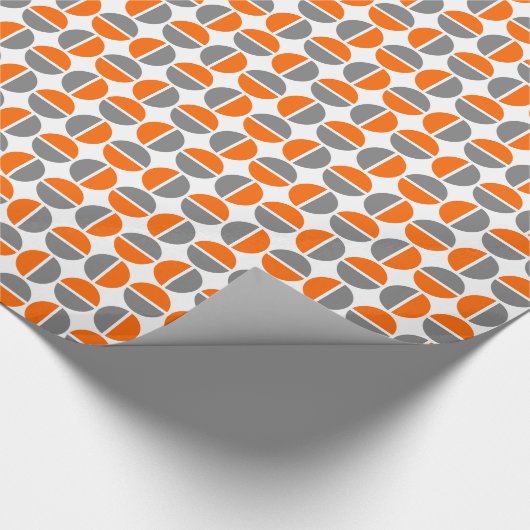 Drehende Kreise - Orange und Grau Geschenkpapier (Ecke)