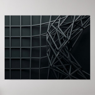 Drehende lineare Geometrie Dunkle abstrakte Wandku Poster