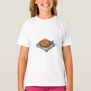 Drehende Pizza-Party-Plattenspieler Kinder T-Shirt