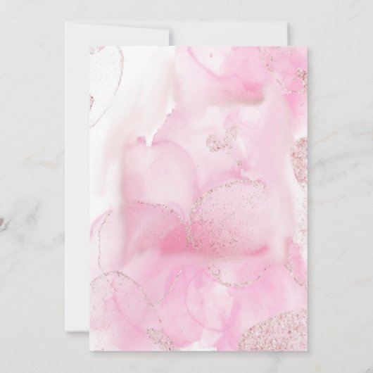 Drehende und wirbelnde rosa Wolken Taufe Einladung (Rückseite)