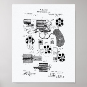 Drehfeuerwaffe 1881 Patentkunst - Weißes Papier Poster