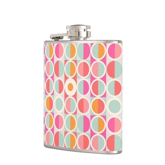 Drehkreuz-Muster in heiß rosa Retro Flachmann (Links)