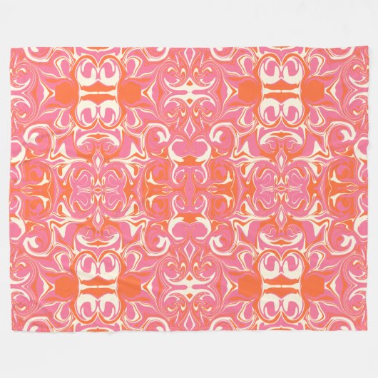 Drehmuster in Rosa, Orange und Creme Fleecedecke (Vorderseite (Horizontal))